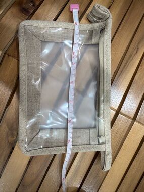 3 Clear Window Travel Pouch in Natural Linen